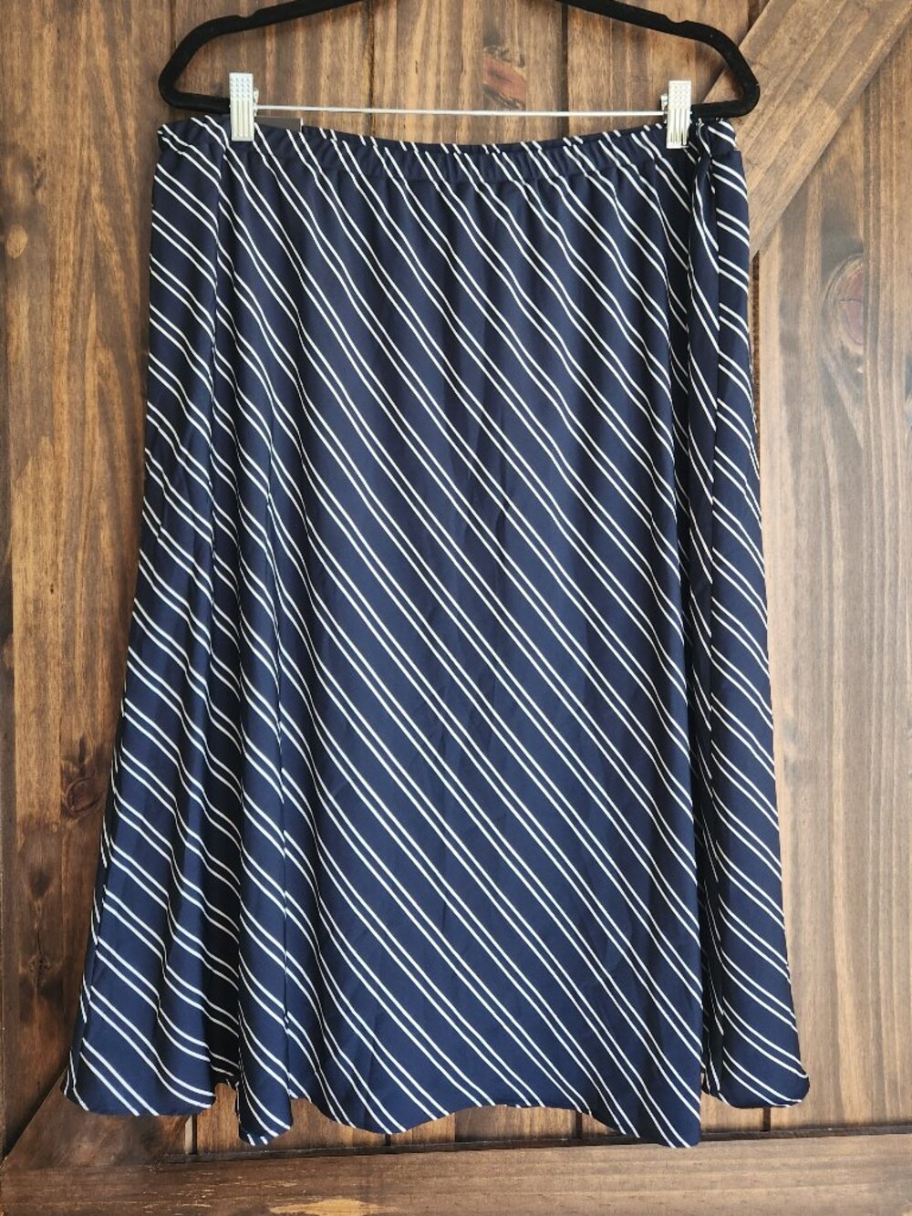 Banana Republic Factory Diagonal Stripe Navy White A Line Slip Skirt Size XL NWT